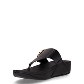 Ciabatta infradito con zeppa in pelle e gomma nero | Boscaini Scarpe