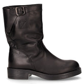 Stivaletto biker in pelle con fibbia nero | Boscaini Scarpe