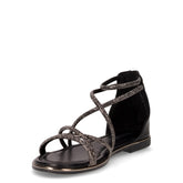 Sandalo in ecopelle con strass nero | Boscaini Scarpe