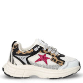 Sneaker in ecopelle e tessuto bambina bianco leopardato | Boscaini Scarpe