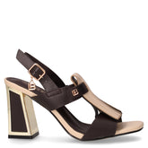 Sandalo in ecopelle con tacco marrone beige - LAURA BIAGIOTTI | Boscaini Scarpe
