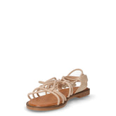 Sandalo in tessuto con lacci alla caviglia beige | Boscaini Scarpe
