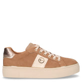 Sneaker con platform in pelle e tessuto cammello - TAMARIS | Boscaini Scarpe