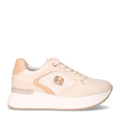 Sneaker in tessuto ed ecopelle con zeppa beige camel - Sneakers Donna | Boscaini Scarpe
