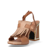 Sandalo in ecopelle con tacco sabbia | Boscaini Scarpe