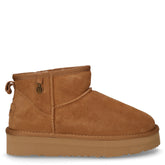 Stivaletto caldo in pelle con platform cammello | Boscaini Scarpe