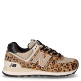 574 sneaker in pelle effetto cavallino e tessuto pietra leopardato | Boscaini Scarpe