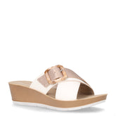 Ciabatta in ecopelle con zeppa bianco | Boscaini Scarpe