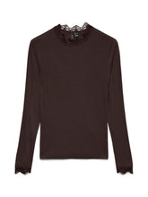 Maglia con pizzo in tessuto marrone scuro | Boscaini Scarpe