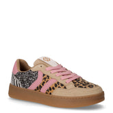 Sneaker in ecopelle e tessuto zebra rosa beige | Boscaini Scarpe