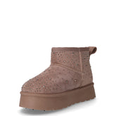 Stivaletto caldo in tessuto con strass bambina taupe | Boscaini Scarpe