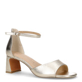 Sandalo con tacco in ecopelle laminata oro | Boscaini Scarpe