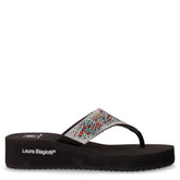 Infradito in tessuto con strass multicolor nero - Donna | Boscaini Scarpe