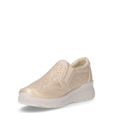 Mocassino sportivo in ecopelle con zeppa platino | Boscaini Scarpe