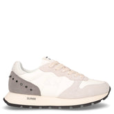 Ally Studs sneaker in pelle e tessuto bianco panna grigio | Boscaini Scarpe