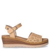 Sandalo in ecopelle con zeppa beige - Sandali Con Tacco Donna | Boscaini Scarpe