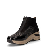 Sneaker in ecopelle e tessuto con zeppa nero oro | Boscaini Scarpe