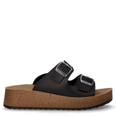 Ciabatta con zeppa in ecopelle nero | Boscaini Scarpe