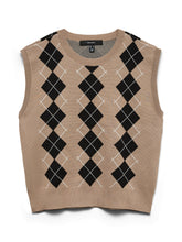 Gilet con fantasia in maglia beige nero | Boscaini Scarpe