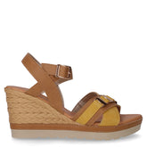 Sandalo in ecopelle con zeppa cammello - Sandali Con Tacco Donna | Boscaini Scarpe