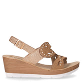 Sandalo in ecopelle zeppa platino | Boscaini Scarpe