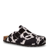 Ciabatta in tessuto stampa mucca bianco nero | Boscaini Scarpe