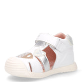 Sandalo in pelle bambina bianco argento | Boscaini Scarpe