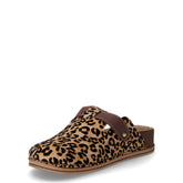 Ciabatta in pelle con stampa leopardata beige testa di moro | Boscaini Scarpe