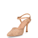 Sandalo in tessuto con tacco nude | Boscaini Scarpe