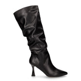 Stivale arricciato in ecopelle con tacco nero | Boscaini Scarpe