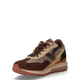 Sneaker in pelle scamosciata e tessuto marrone beige | Boscaini Scarpe