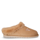 Ciabatta in tessuto con ecopelliccia beige | Boscaini Scarpe