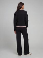 Pantalone a gamba larga in tessuto nero | Boscaini Scarpe