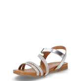 Sandalo in pelle con strass argento | Boscaini Scarpe