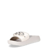Ciabatta in ecopelle con catena argento bianco | Boscaini Scarpe