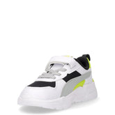 Trinity 2 sneaker in tessuto ed ecopelle bambino bianco nero giallo | Boscaini Scarpe