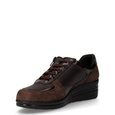 Scarpa sportiva in pelle con zeppa moro | Boscaini Scarpe