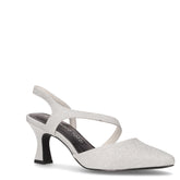 Sandalo a punta con tacco in tessuto argento - Sandali Donna | Boscaini Scarpe