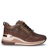 Sneaker in ecopelle e tessuto con zeppa marrone - KEYS | Boscaini Scarpe