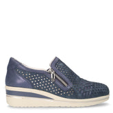 Mocassino in pelle con zeppa blu - VALLEVERDE | Boscaini Scarpe