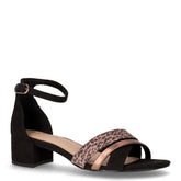Sandalo in tessuto ecopelle nero leopardato | Boscaini Scarpe