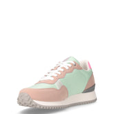 Sneaker in ecopelle e tessuto verde rosa | Boscaini Scarpe