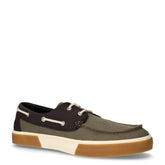 Union Wharf mocassino barca in tessuto canvas verde nero | Boscaini Scarpe
