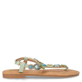 Sandalo infradito in ecopelle con pietre verde acqua | Boscaini Scarpe