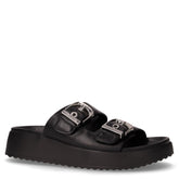 Ciabatta in ecopelle con zeppa nero | Boscaini Scarpe
