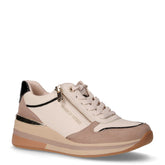 Sneaker in ecopelle e tessuto con zeppa crema | Boscaini Scarpe
