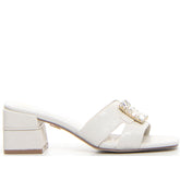 Sabot con tacco ivory calf - LAURA BIAGIOTTI | Boscaini Scarpe