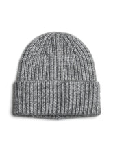 Cappello con risvolto in maglia a coste grigio melange | Boscaini Scarpe