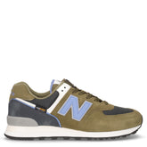 574 sneaker in pelle e tessuto oliva - Sneakers Uomo | Boscaini Scarpe