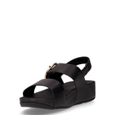 Sandalo con zeppa in pelle e gomma nero | Boscaini Scarpe